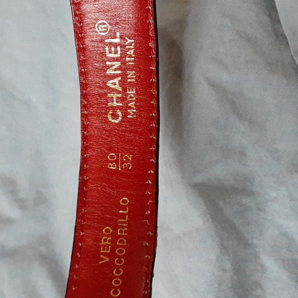Authentic Chanel Red Crocodile 24k Buckle Size 80/32 Made In Italy - Picture 6 of 10